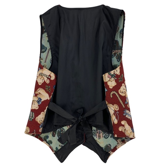 Vintage Tapestry Teddy Bear Christmas Vest by Bobbie Brooks - Picture 11 of 14